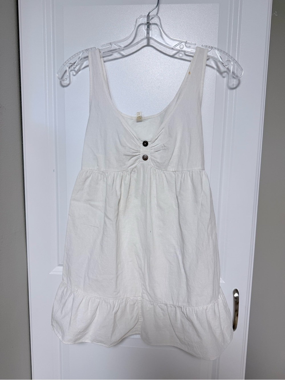 White Sleeveless Sundress with Button Detail
